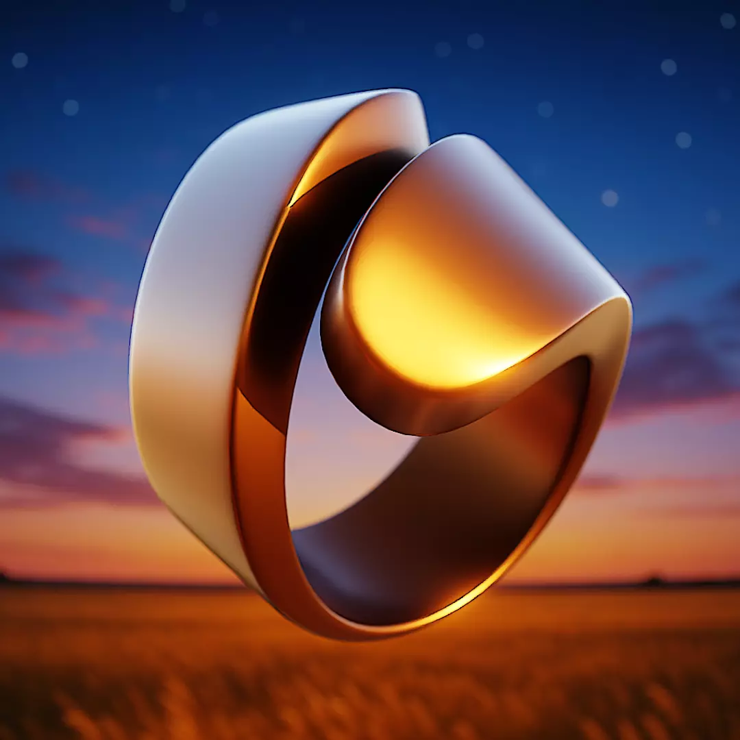 Golden Loop Ring - Modern Sculptural Jewelry 3D Model 60 3D print model
