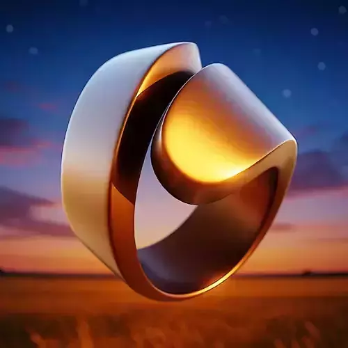 Golden Loop Ring - Modern Sculptural Jewelry 3D Model 60