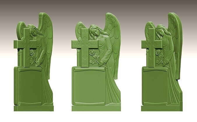 Grieving Angel with Rose STL Model 3D print model