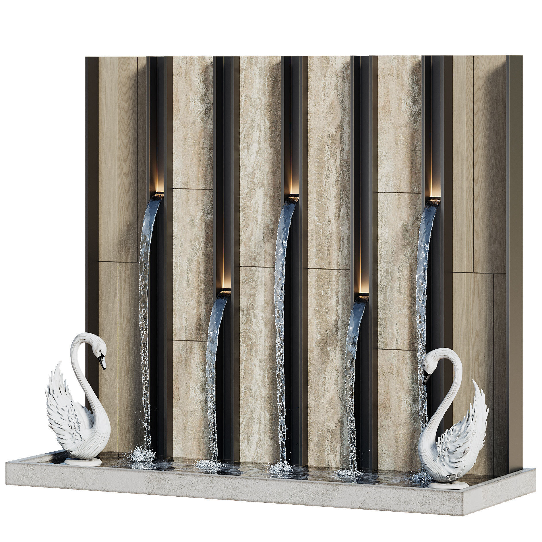 Waterfall fountains cascade 34 3D model_3