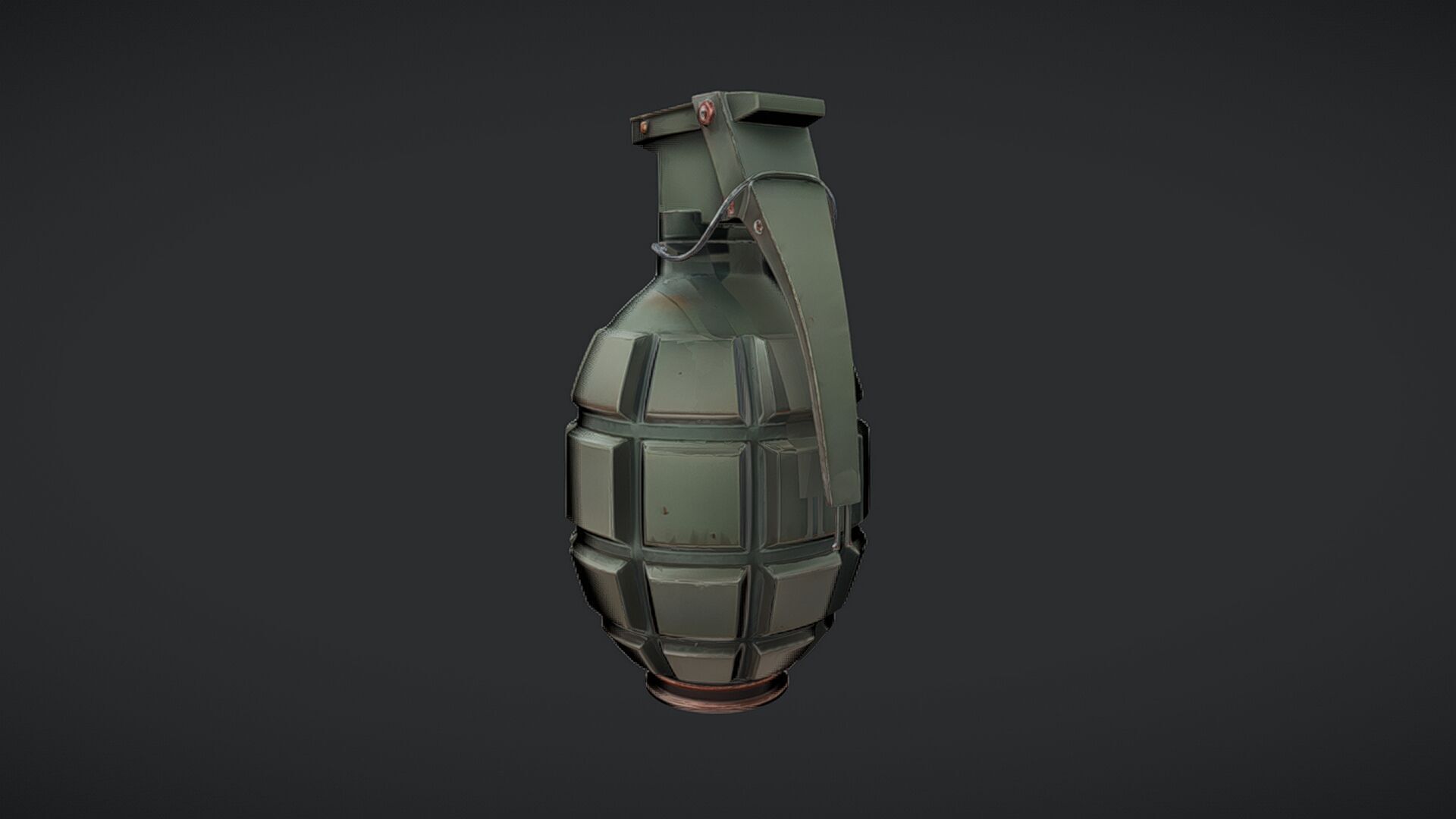 green military hand grenade  3D model_2