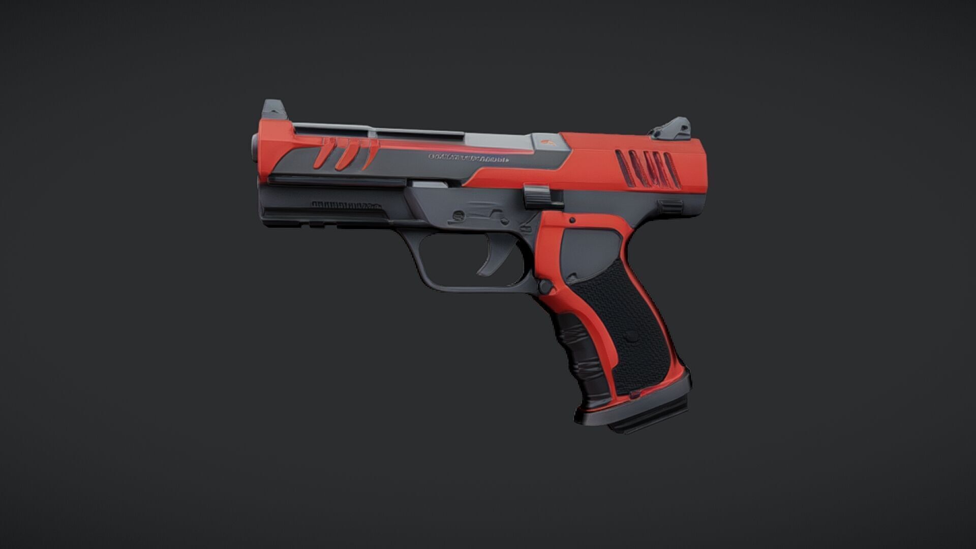 futuristic red and black handgun 3D model_7