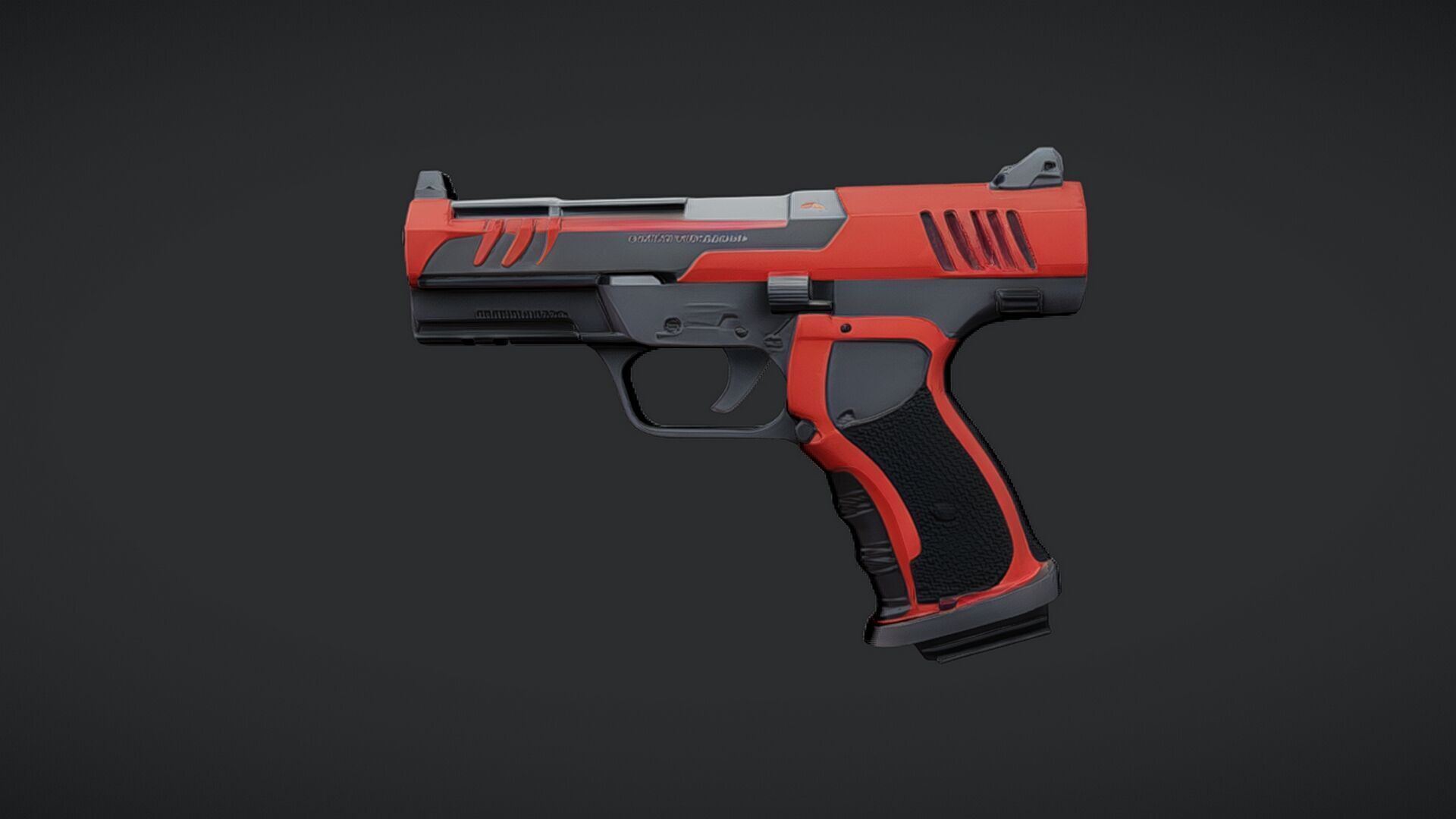 futuristic red and black handgun 3D model_1
