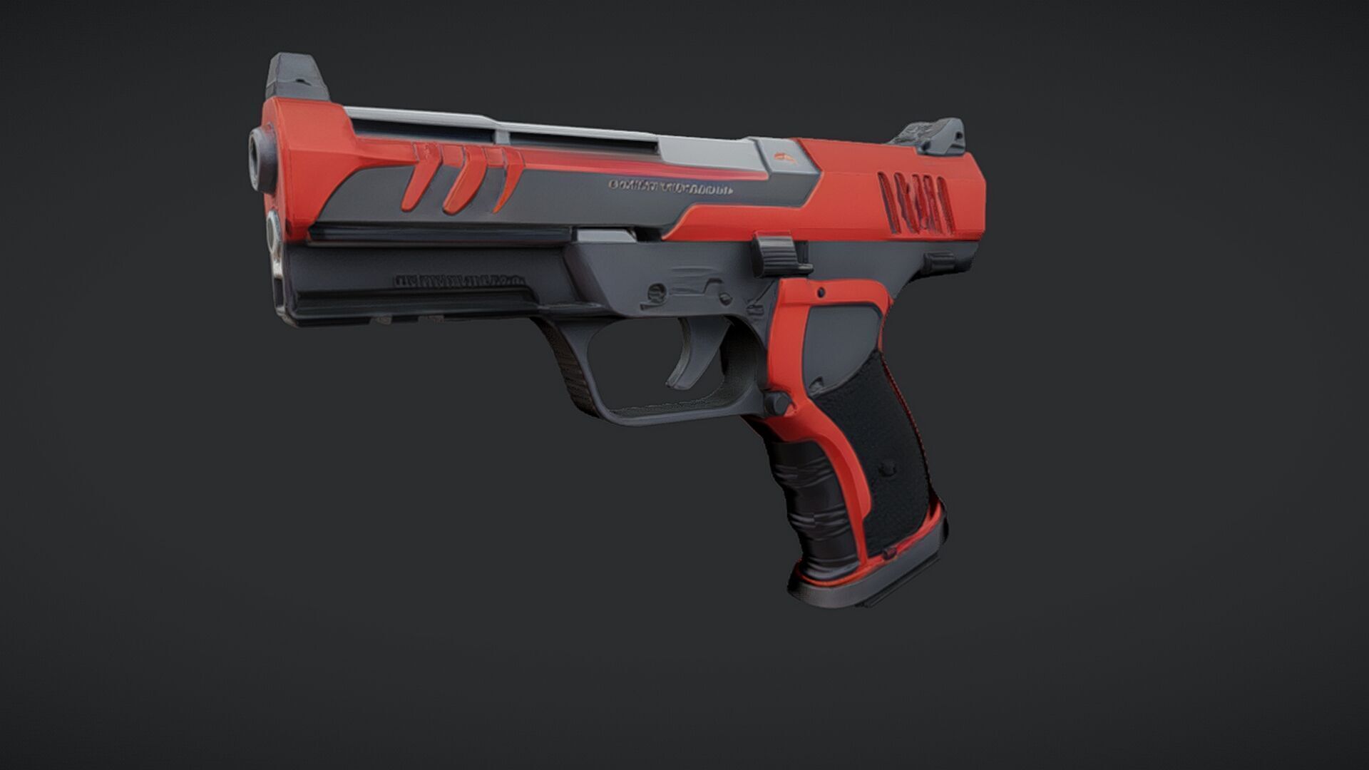 futuristic red and black handgun 3D model_3