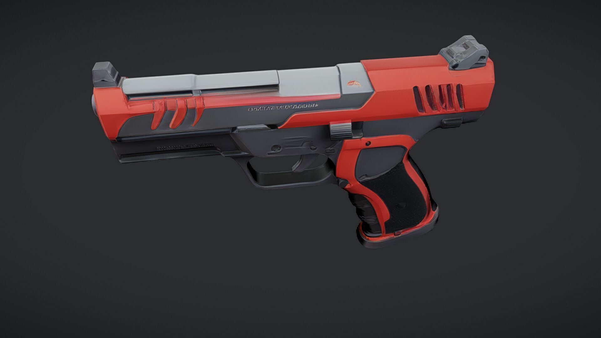 futuristic red and black handgun 3D model_5