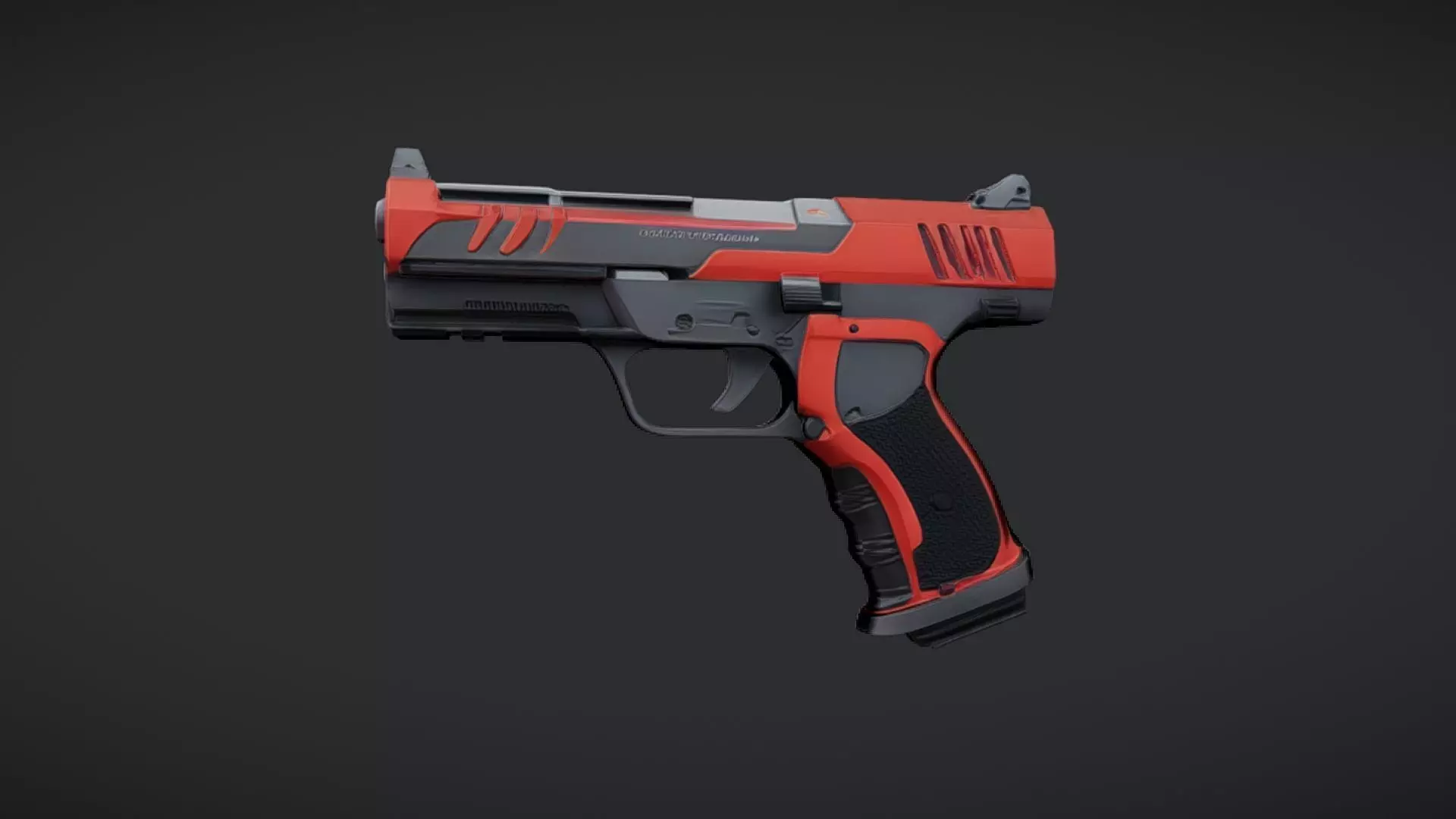 futuristic red and black handgun 3D model_0