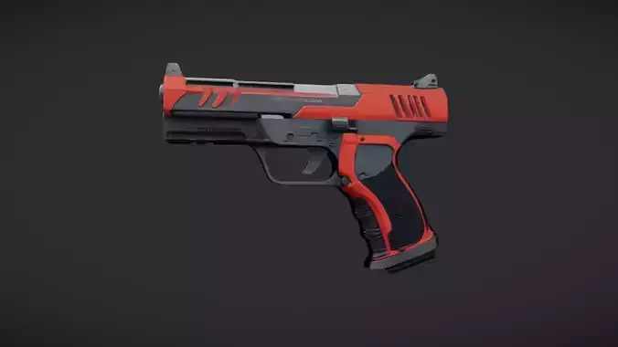 futuristic red and black handgun