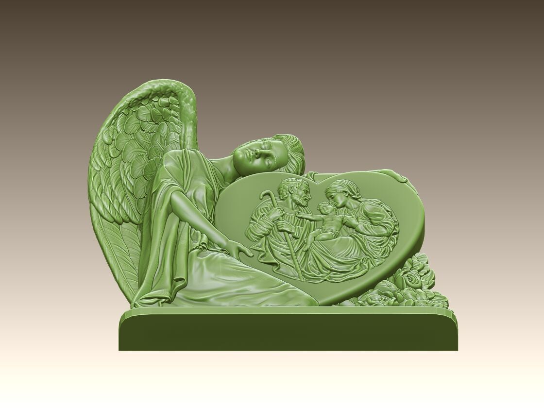 Angel with Holy Family Heart 3D print model_3