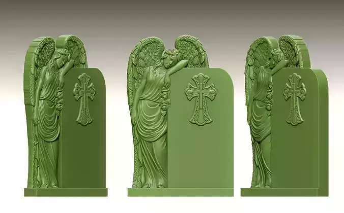 Angel Leaning on a Tombstone with Cross