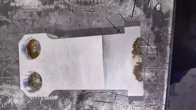 Industrial water manifold block dual inlet and outlet rust rer