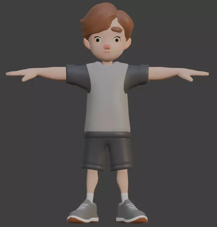 Little boy Low-poly 3D model_0