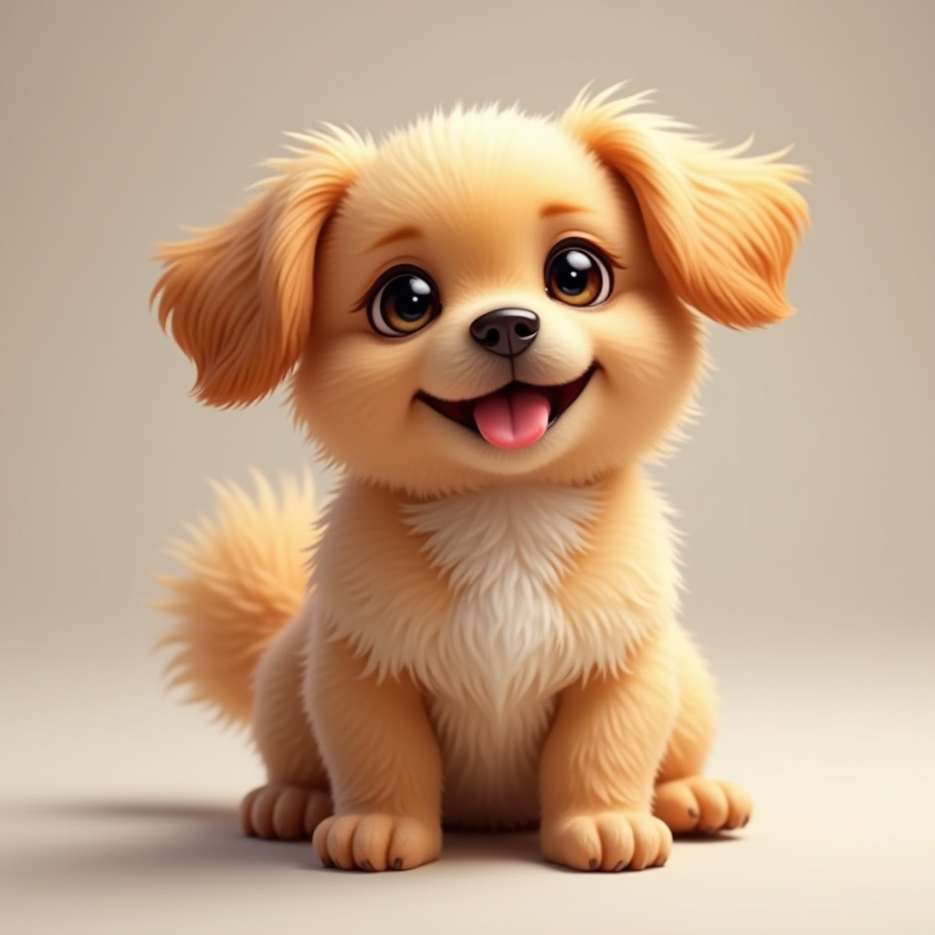 cute small dog animal tame 3D model_1