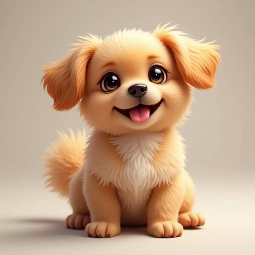 cute small dog animal tame 3D model_0