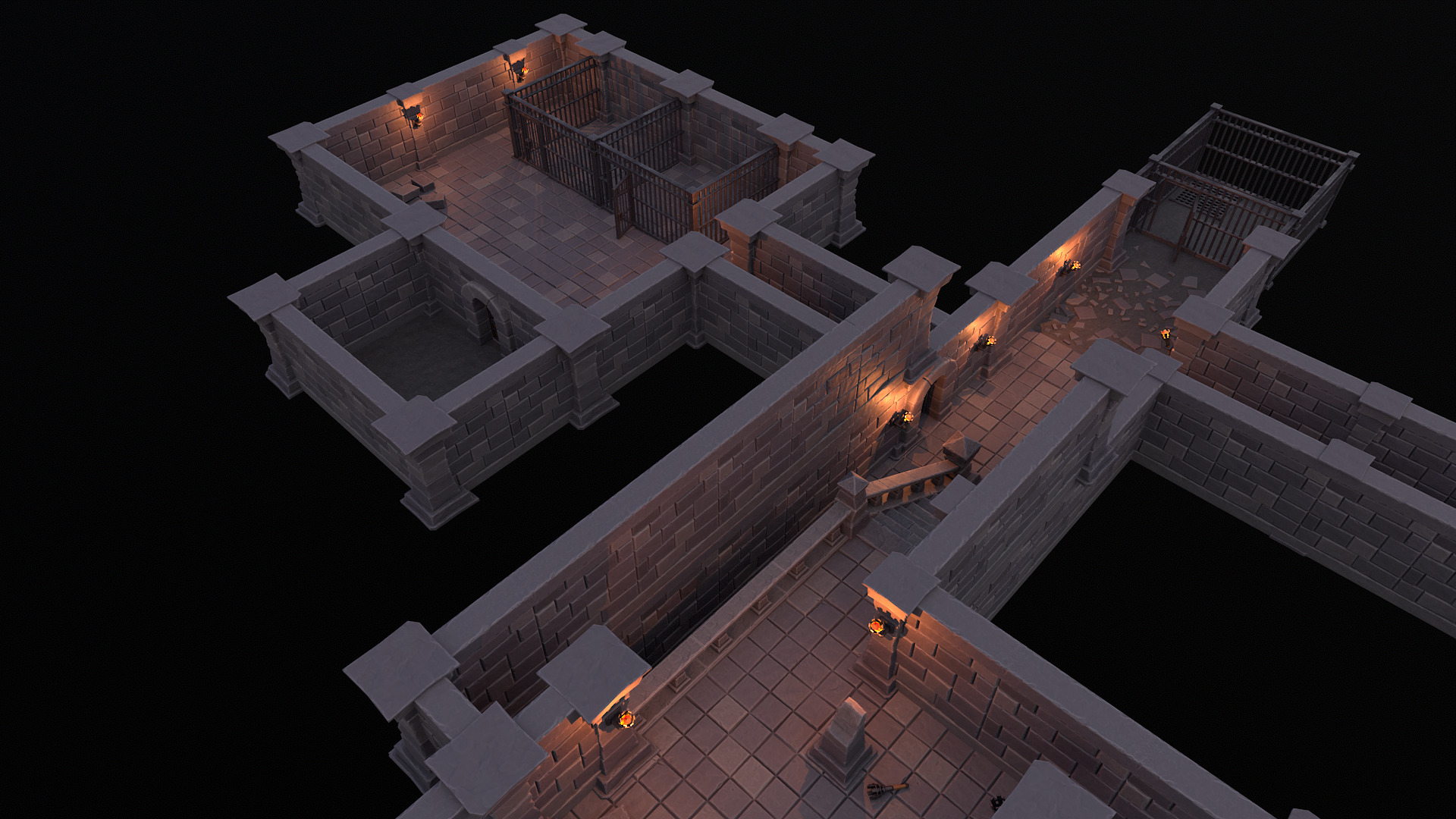 Stylized dungeon modular assets Low-poly 3D model_19