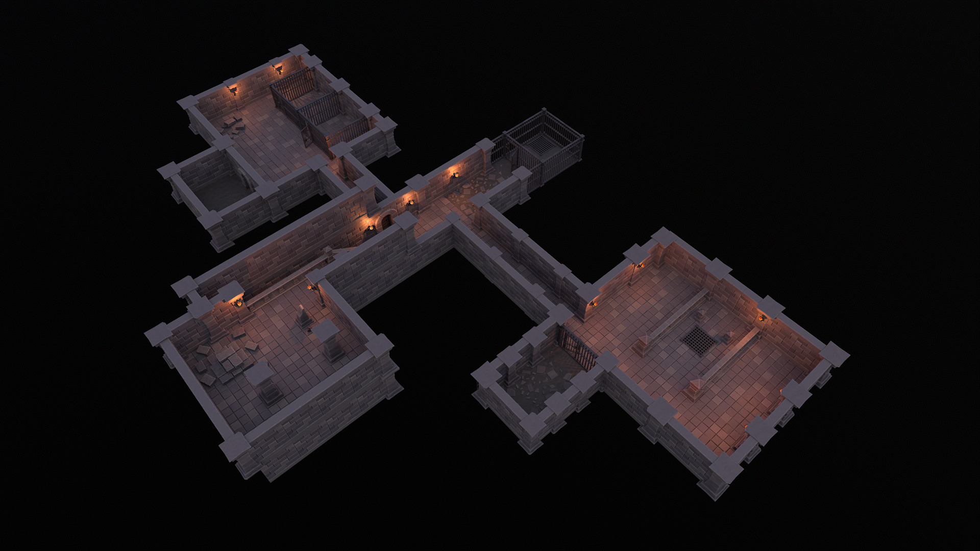 Stylized dungeon modular assets Low-poly 3D model_15
