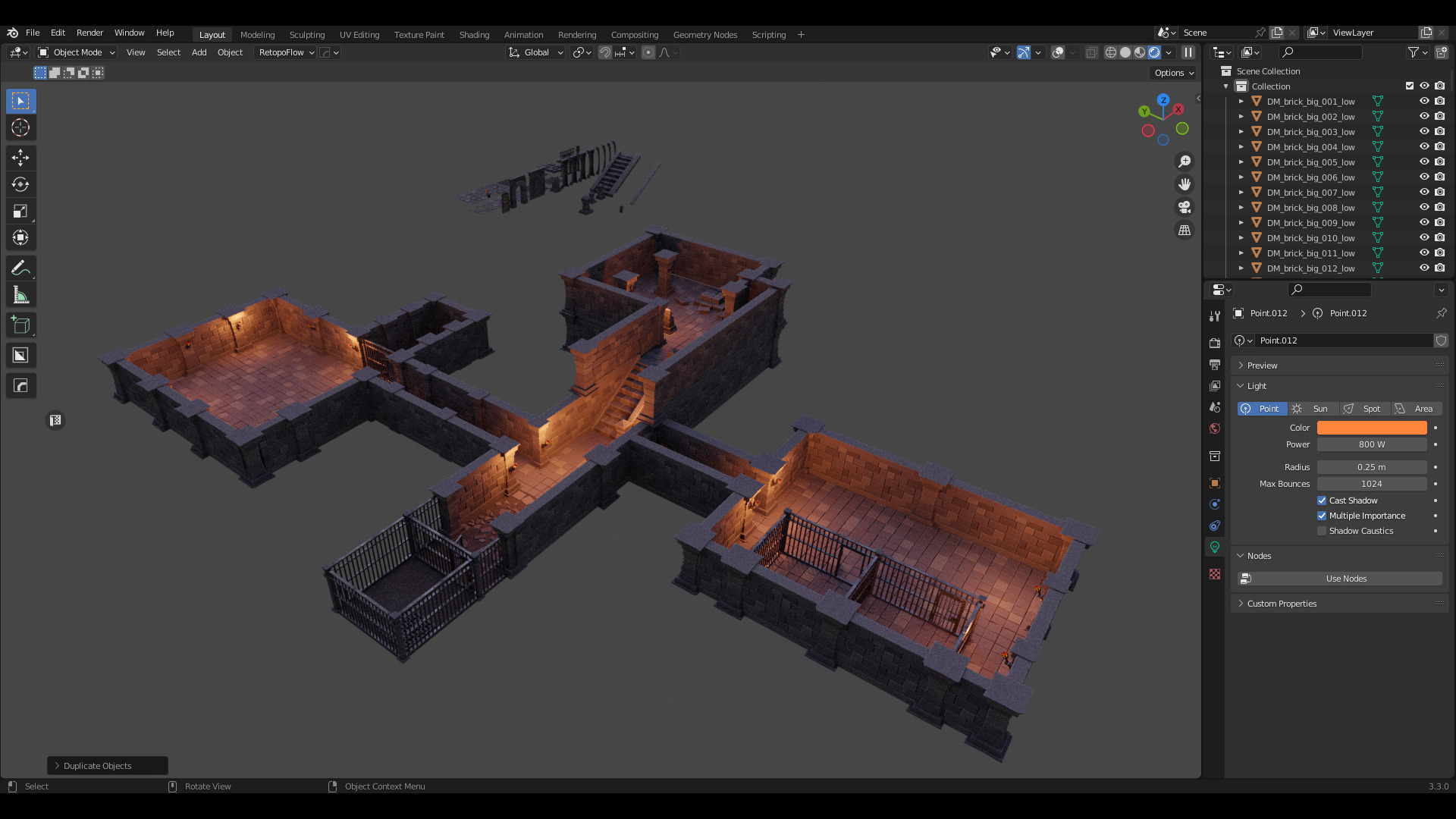 Stylized dungeon modular assets Low-poly 3D model_4