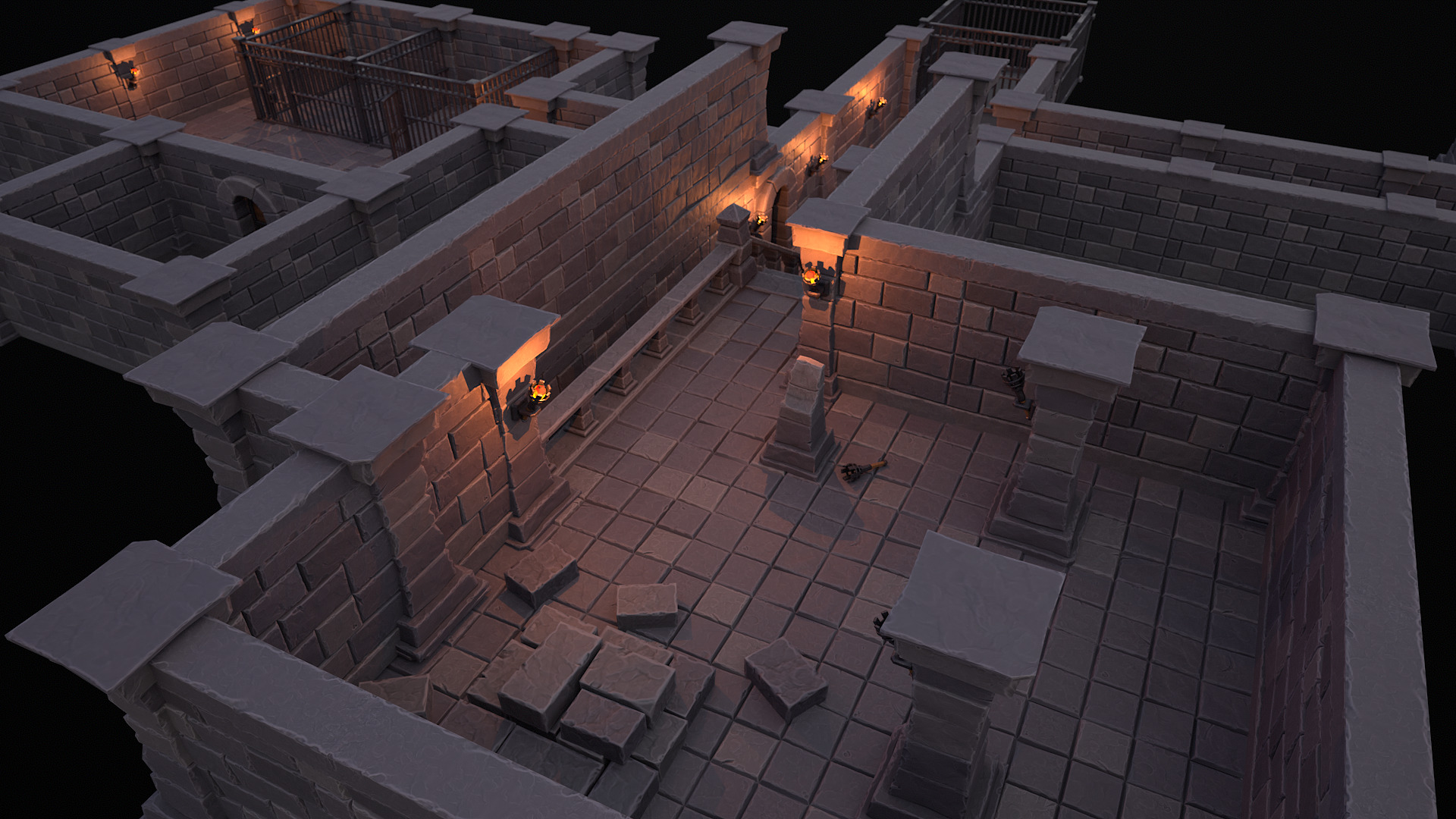 Stylized dungeon modular assets Low-poly 3D model_8