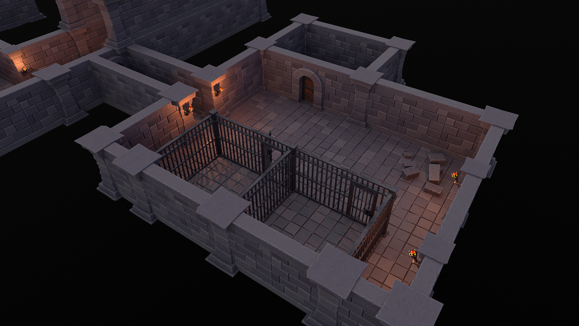 Stylized dungeon modular assets Low-poly 3D model_18