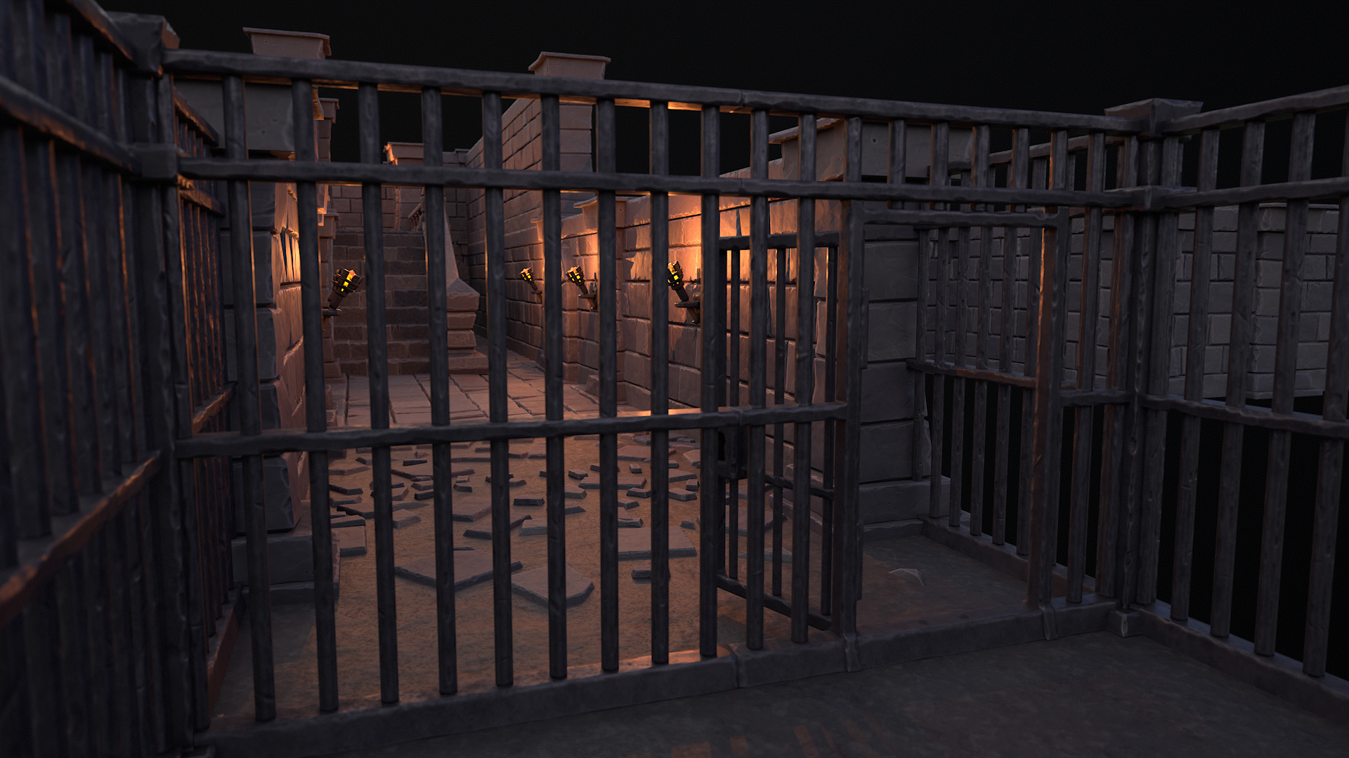 Stylized dungeon modular assets Low-poly 3D model_9
