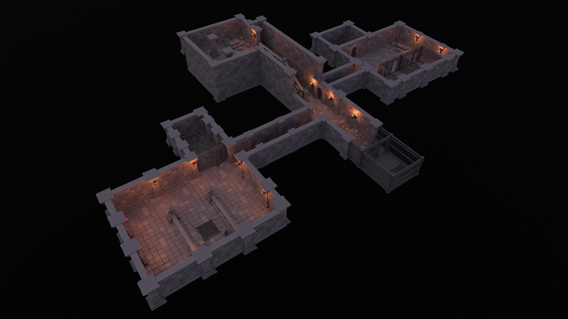 Stylized dungeon modular assets Low-poly 3D model_14