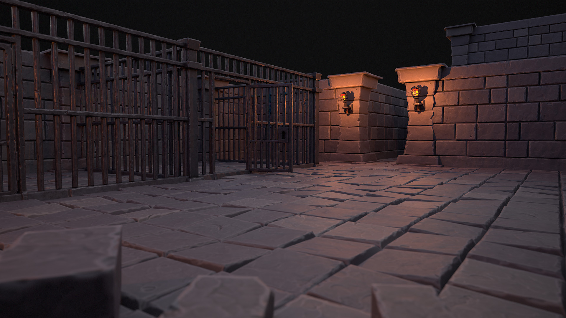 Stylized dungeon modular assets Low-poly 3D model_5