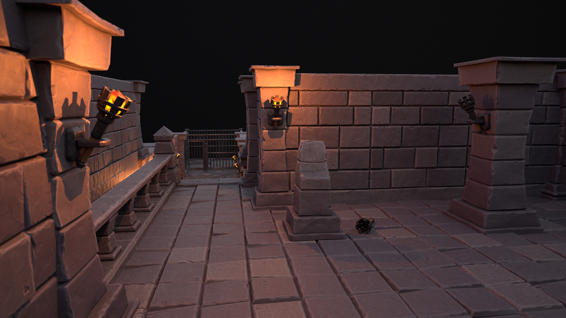 Stylized dungeon modular assets Low-poly 3D model_12