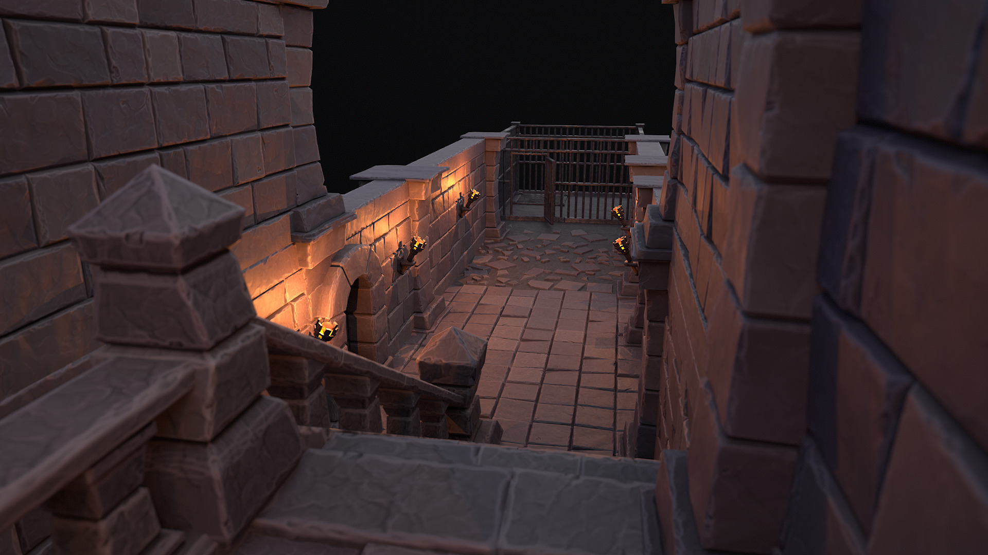 Stylized dungeon modular assets Low-poly 3D model_7