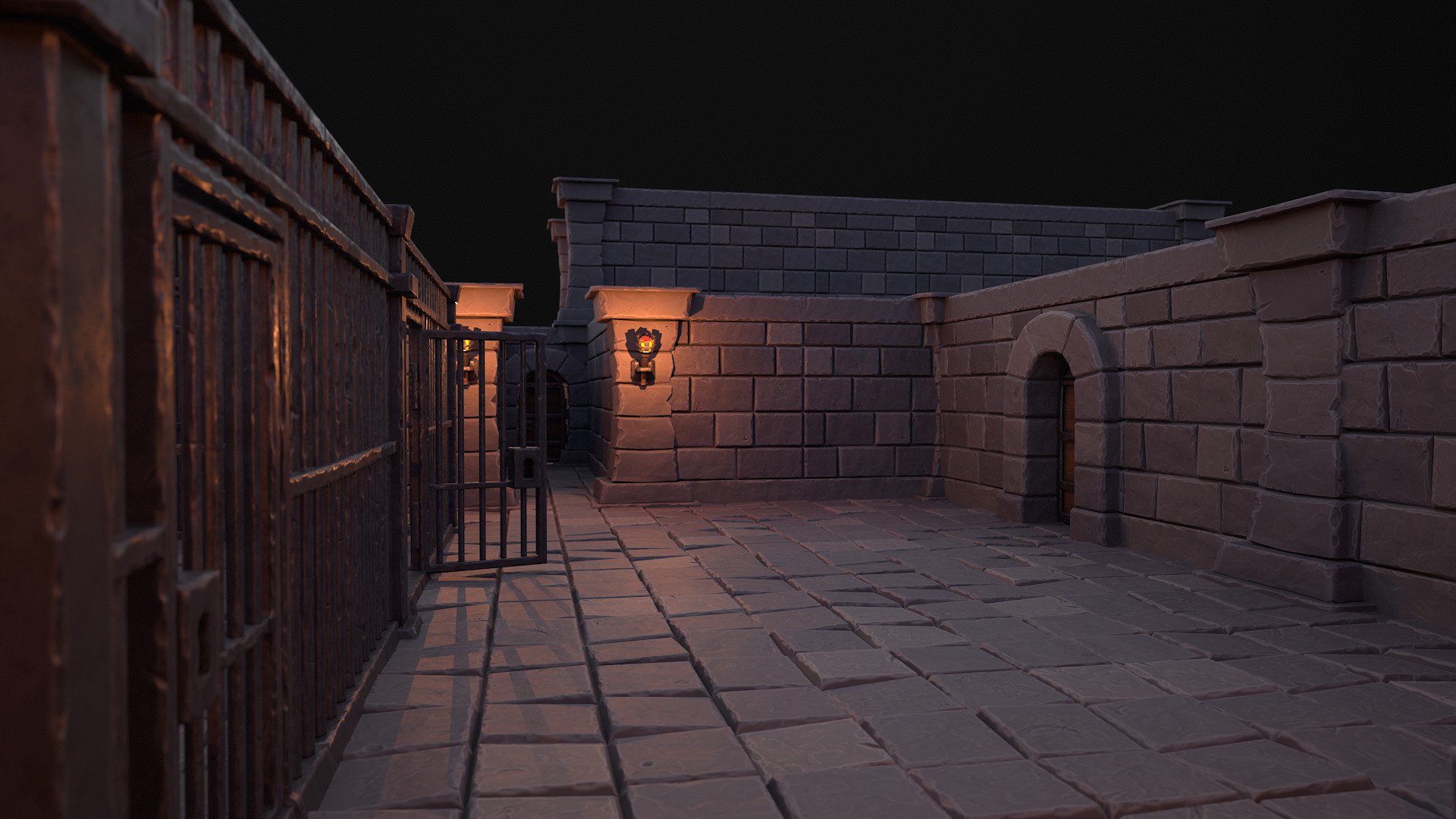 Stylized dungeon modular assets Low-poly 3D model_13