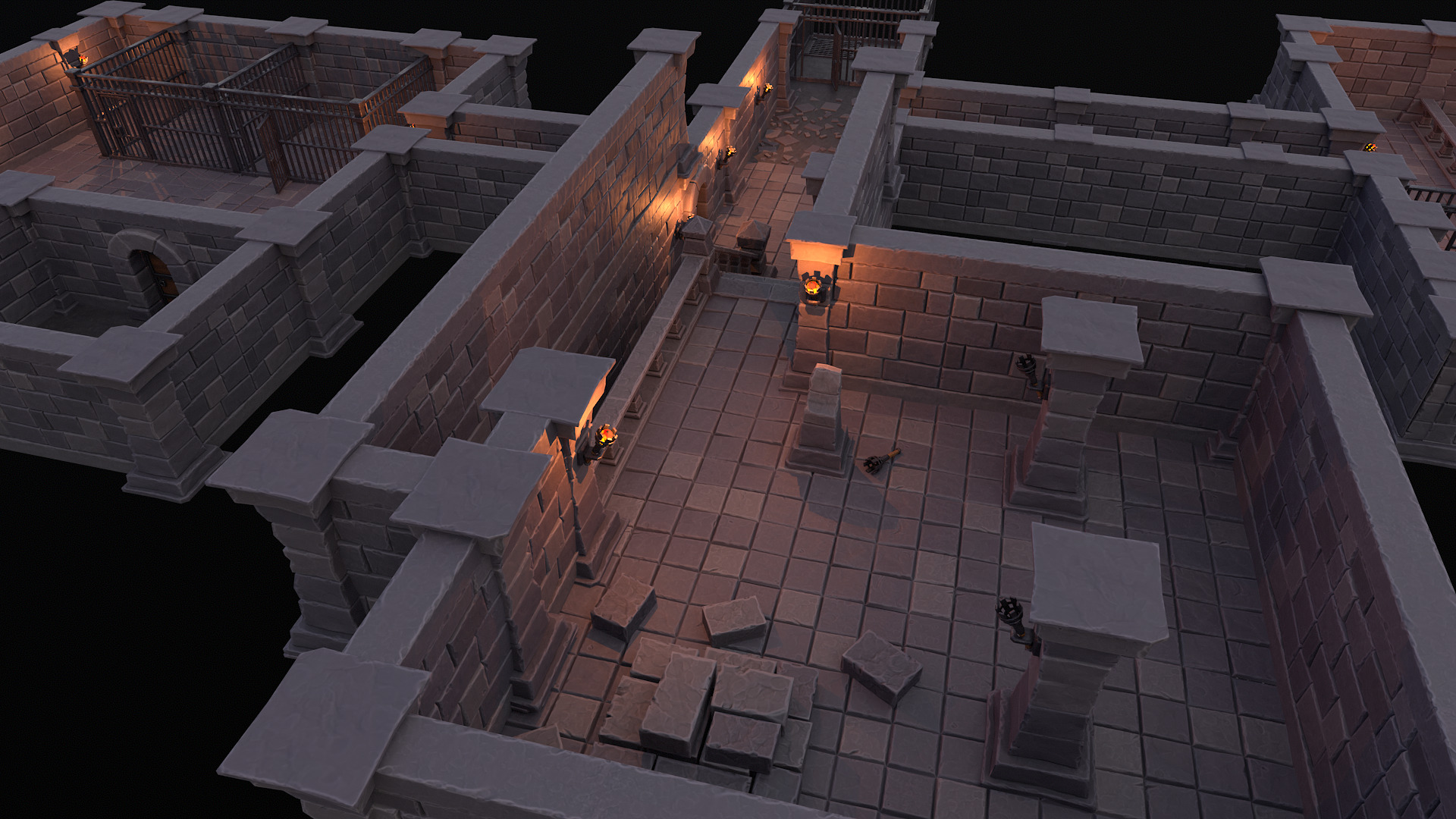 Stylized dungeon modular assets Low-poly 3D model_17