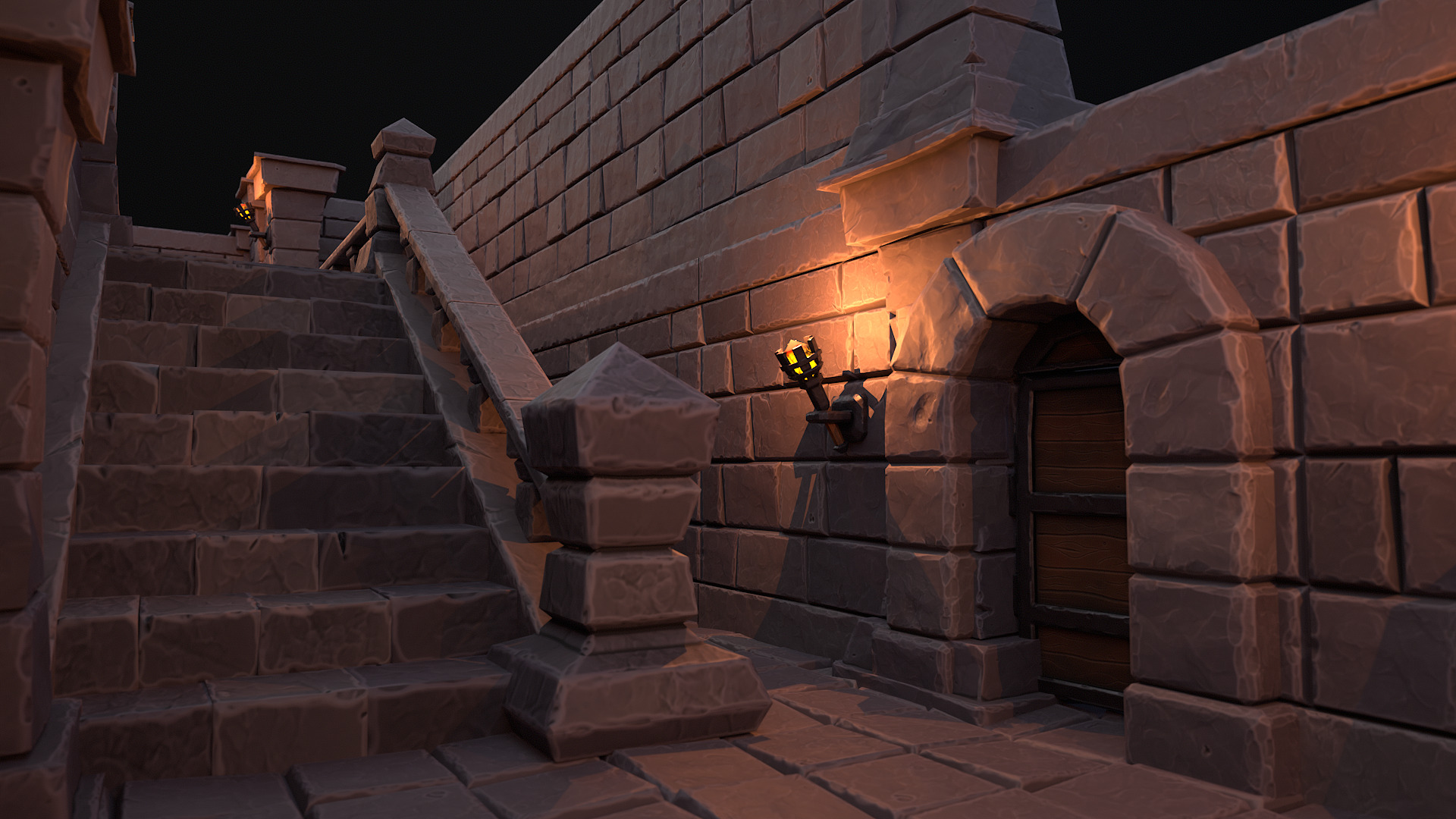 Stylized dungeon modular assets Low-poly 3D model_2