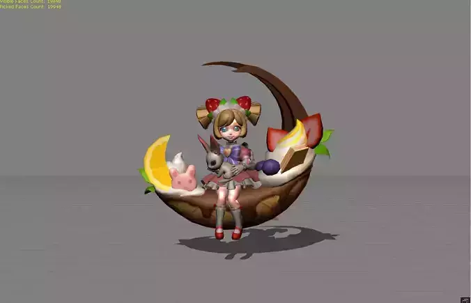 Change Strawberry Parfait Low-poly 3D model