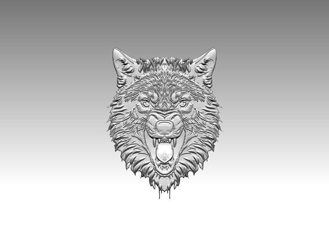 wolf relief dog 3D print model