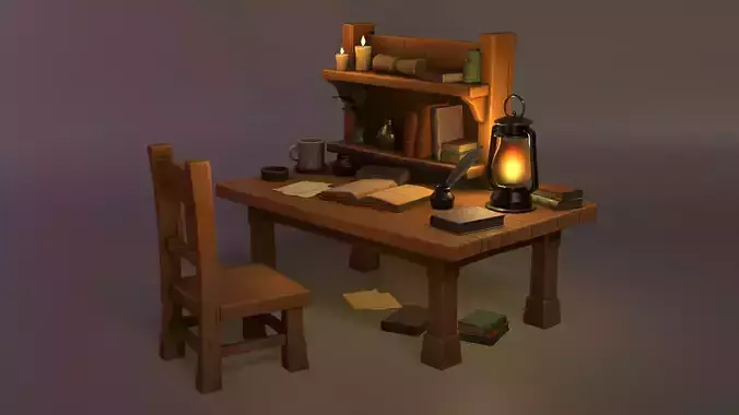 Fantasy Stylized Study Desk Set