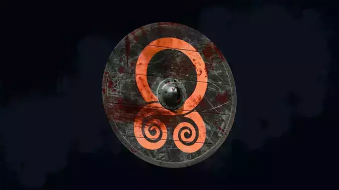 Viking Shield 4 - Bloody Low-poly 3D model