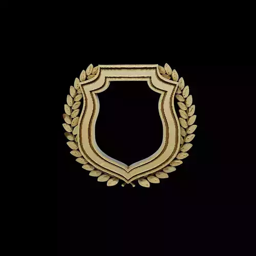 Heraldic Shield and Laurel Wreath 3D model