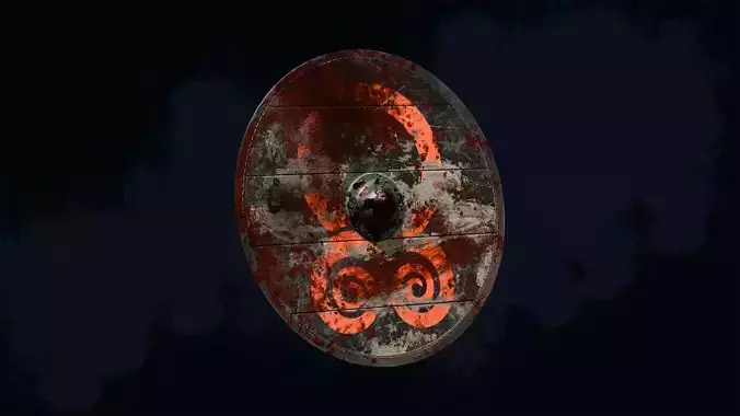 Viking shield 4 - Bloodied Relic Low-poly 3D model