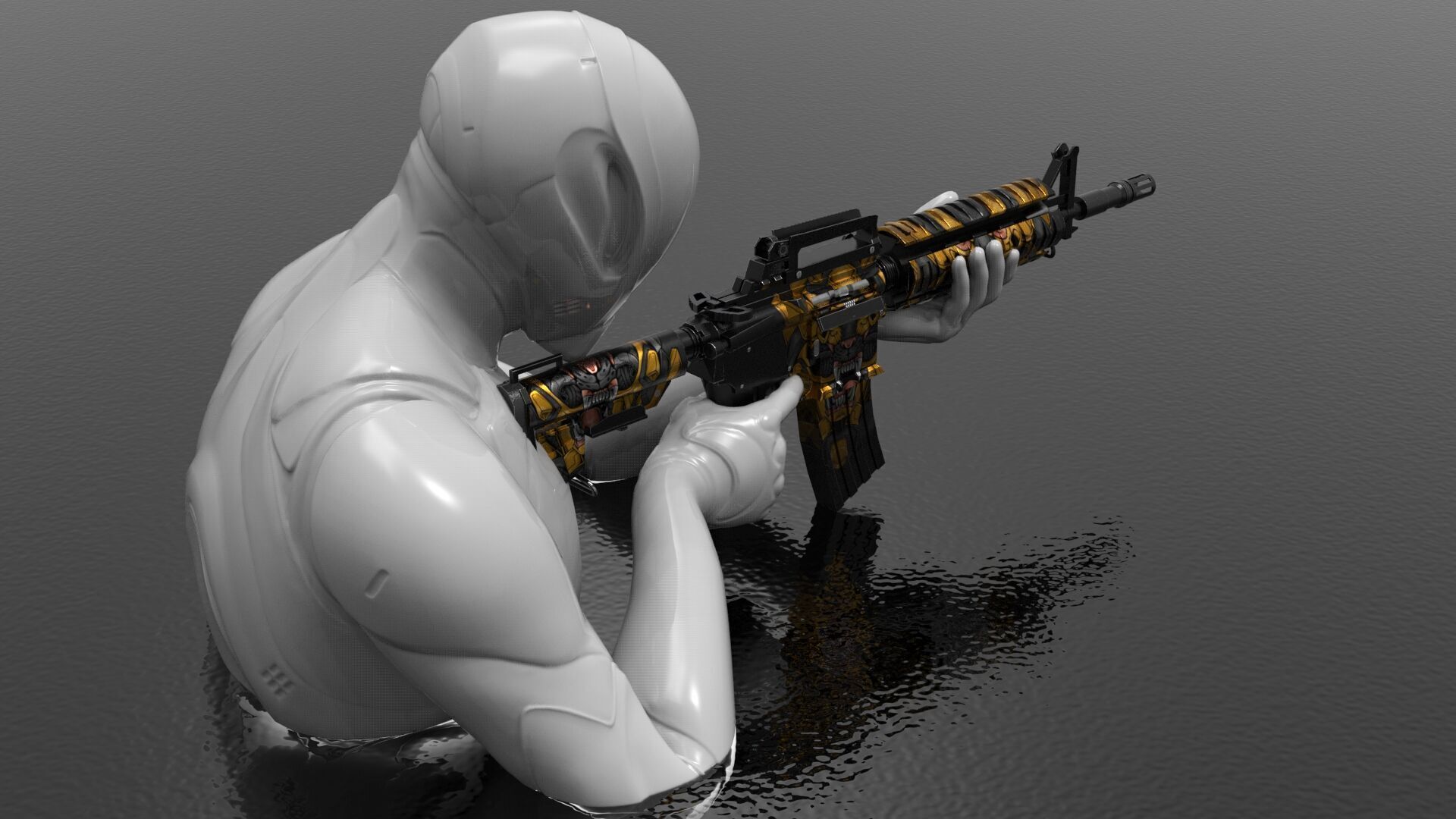 m4 Gun Fps - Tps Low-poly 3D model_6