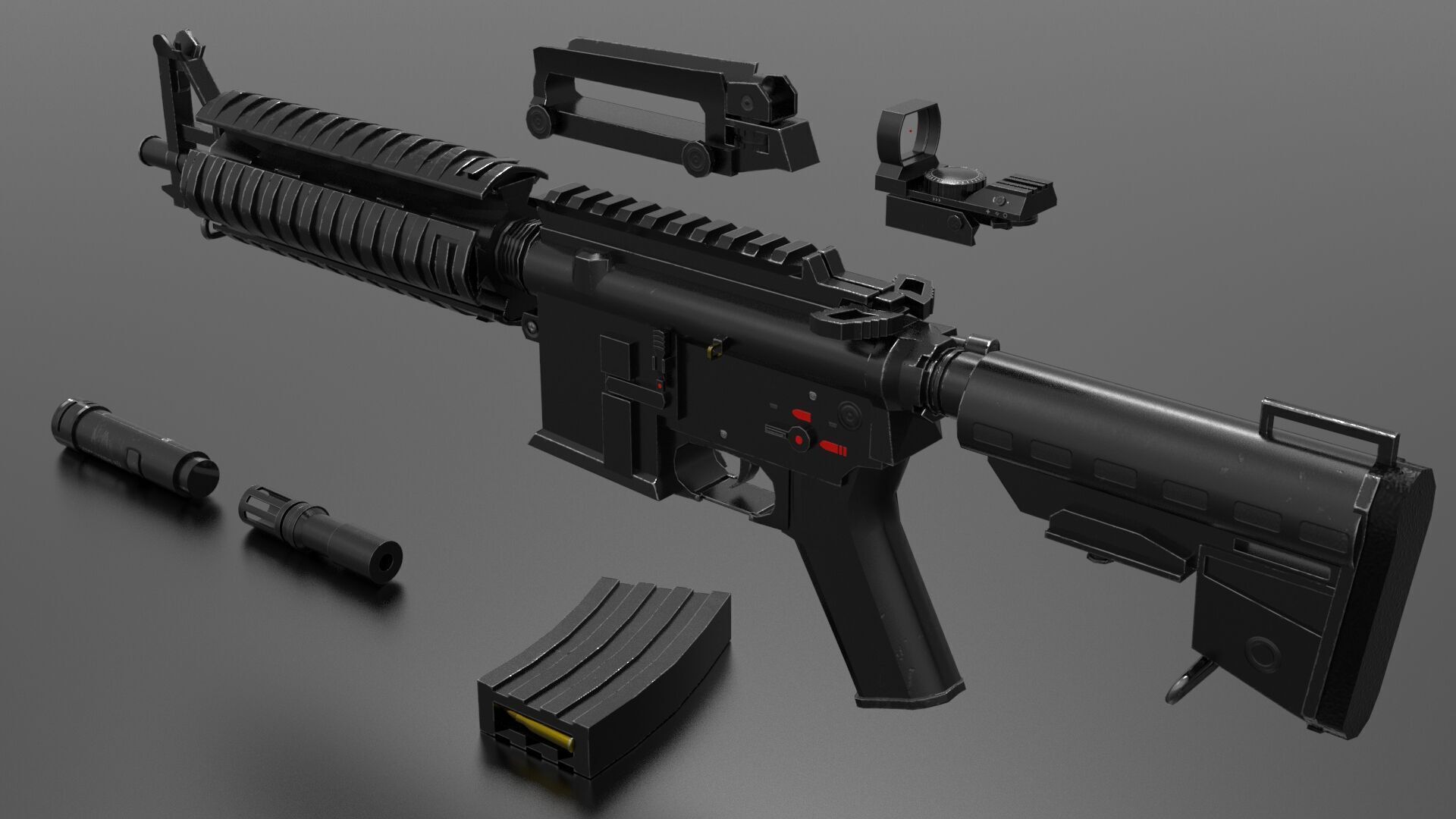m4 Gun Fps - Tps Low-poly 3D model_1