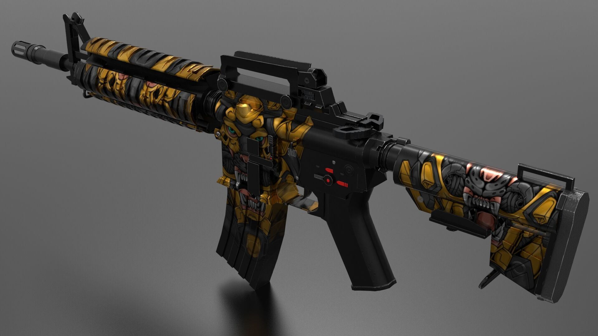 m4 Gun Fps - Tps Low-poly 3D model_3