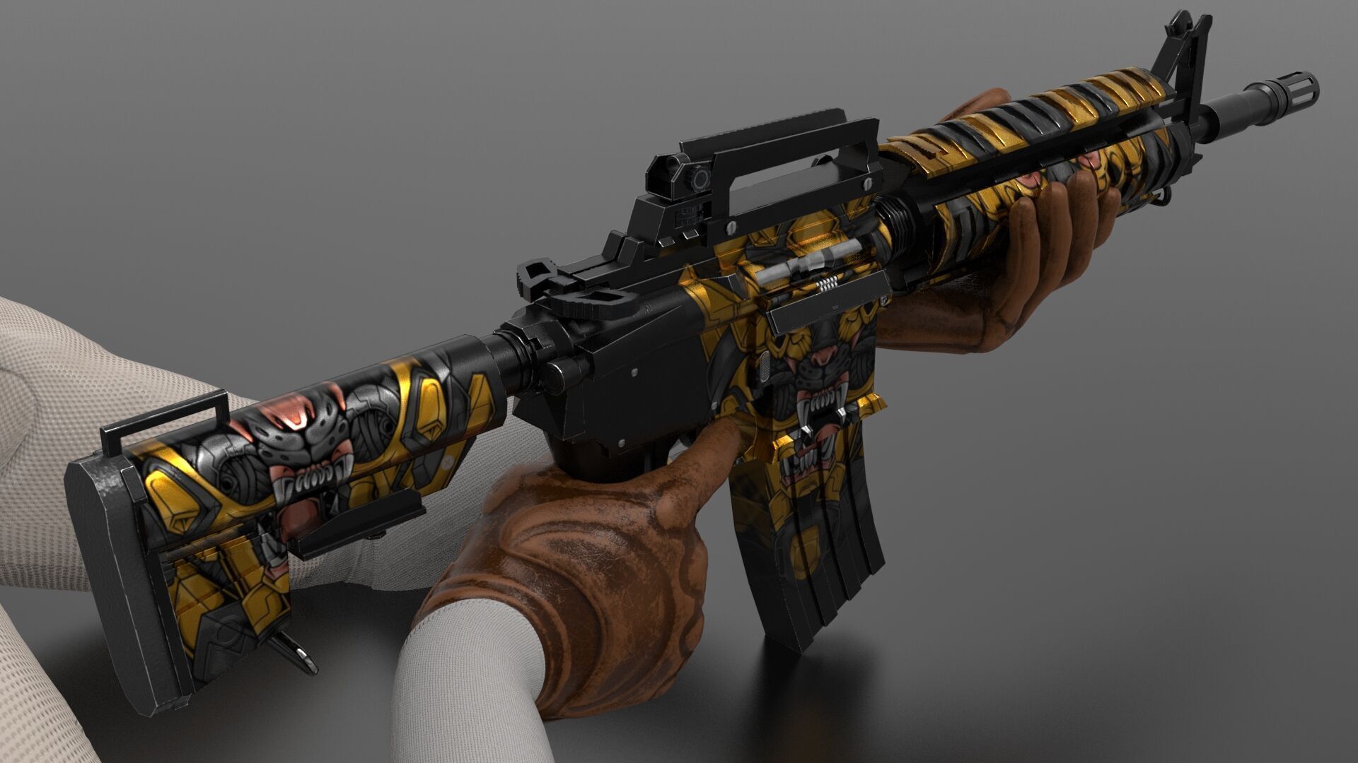 m4 Gun Fps - Tps Low-poly 3D model_5