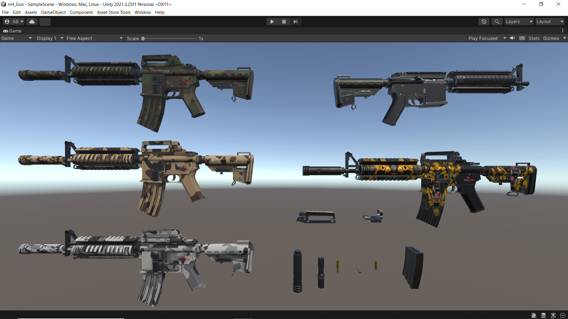 m4 Gun Fps - Tps Low-poly 3D model_10