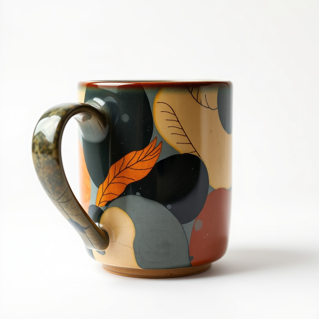 Colorful Ceramic Mug Model Pack with Autumn Design Low-poly 3D model_4