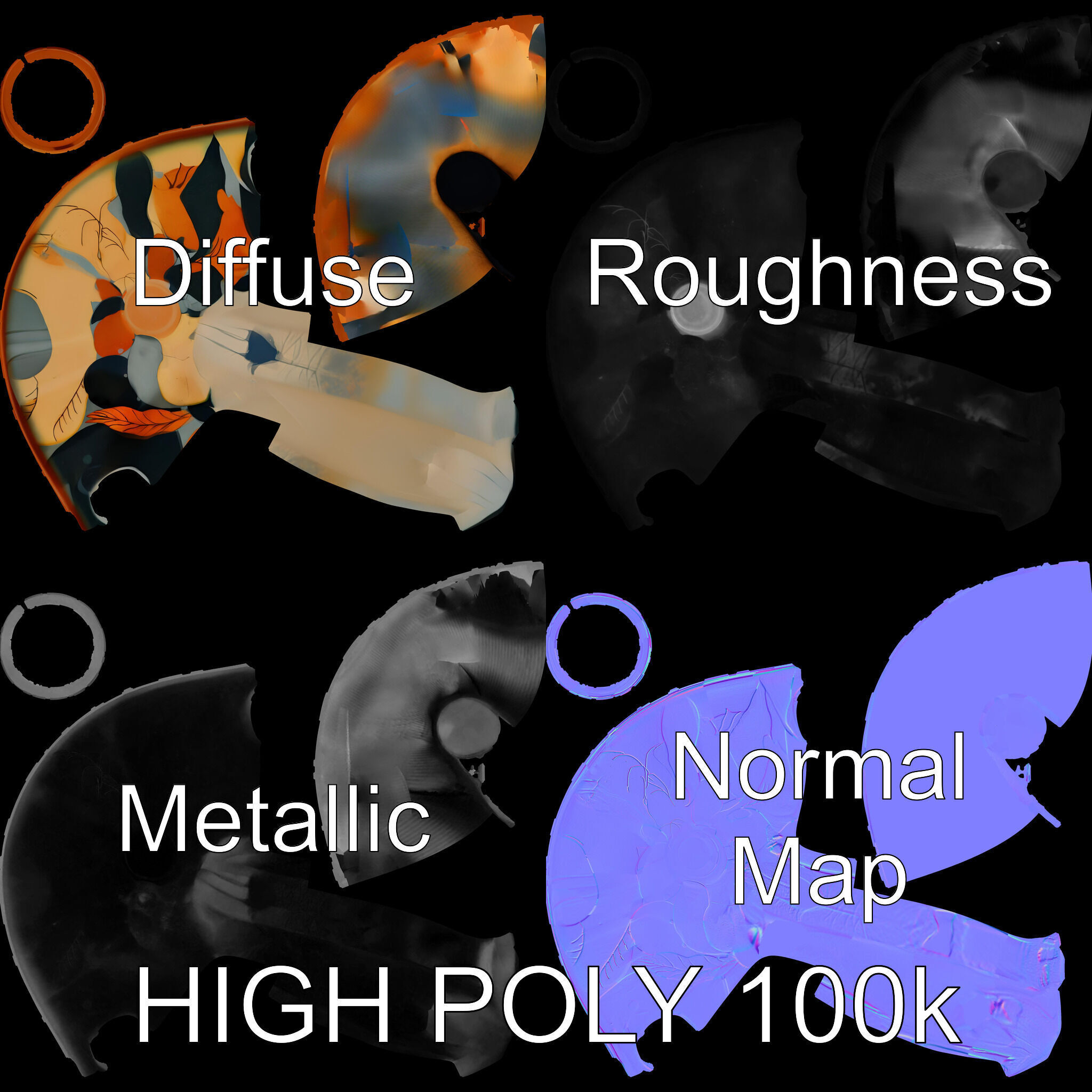 Colorful Ceramic Mug Model Pack with Autumn Design Low-poly 3D model_2