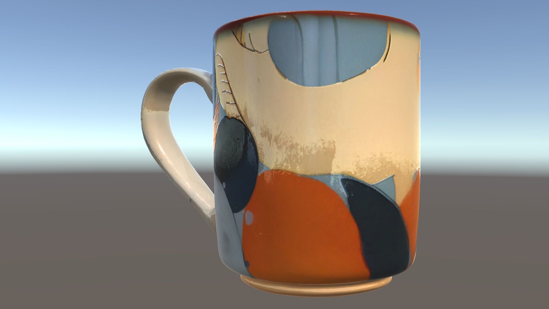 Colorful Ceramic Mug Model Pack with Autumn Design Low-poly 3D model_5