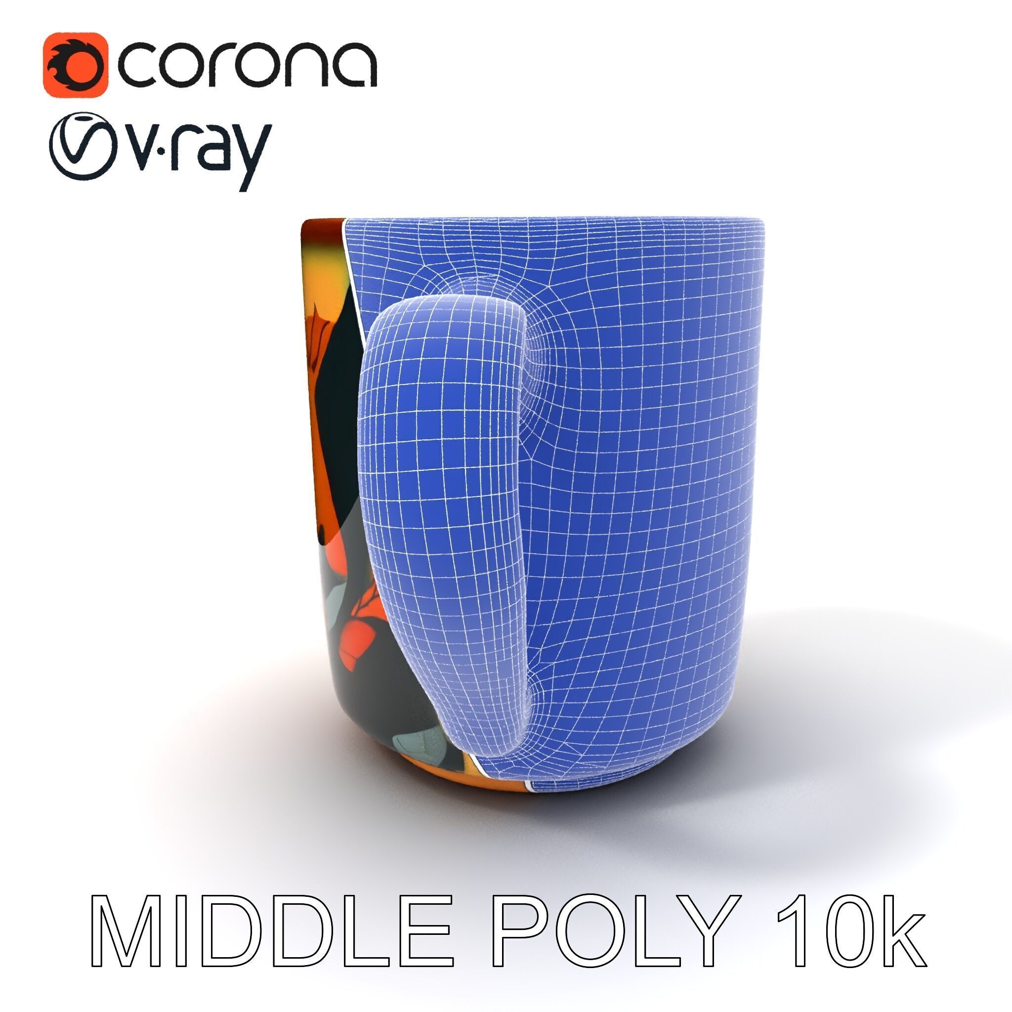Colorful Ceramic Mug Model Pack with Autumn Design Low-poly 3D model_21