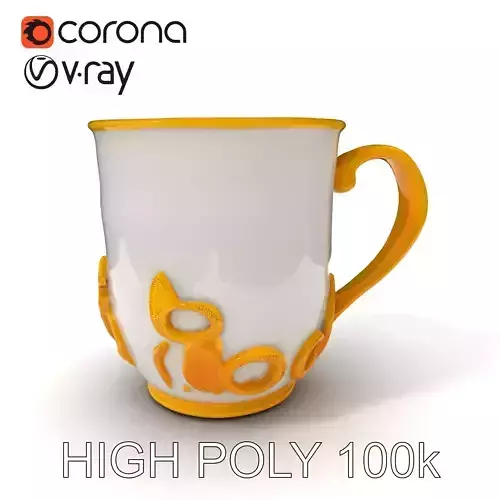 Elegant GoldTrimmed Ceramic Mug Model Pack