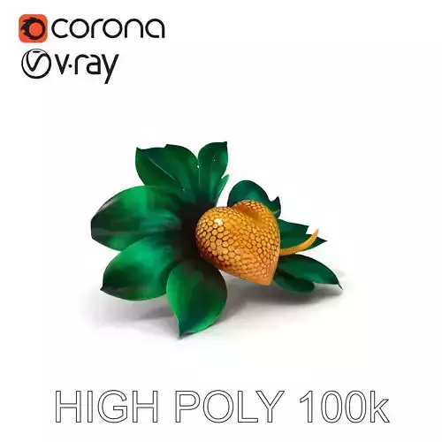 Golden Heart with Leaf  D Model Pack