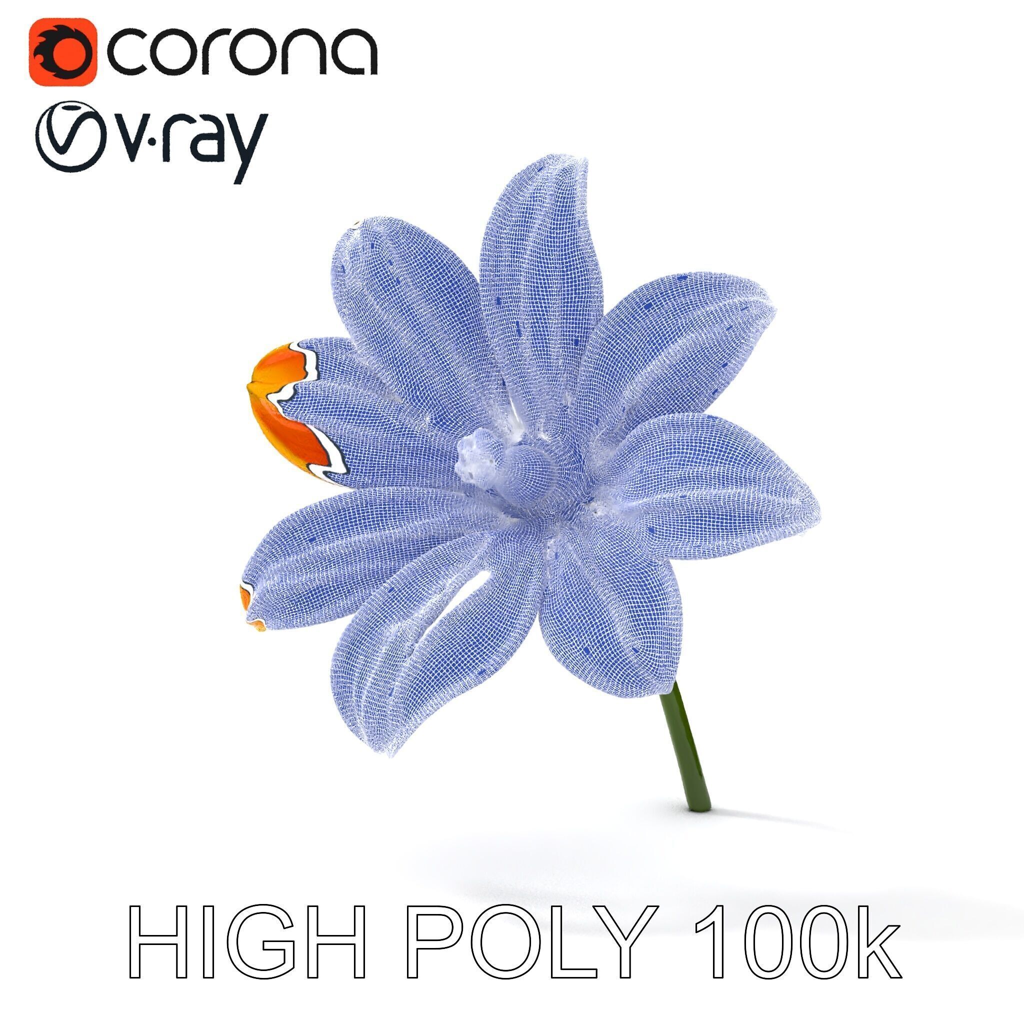 Vibrant Orange Flower Model Pack for D Rendering Low-poly 3D model_35