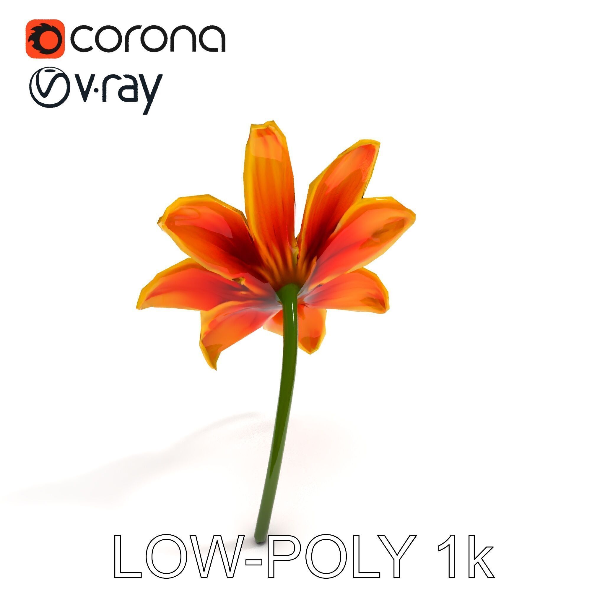 Vibrant Orange Flower Model Pack for D Rendering Low-poly 3D model_20