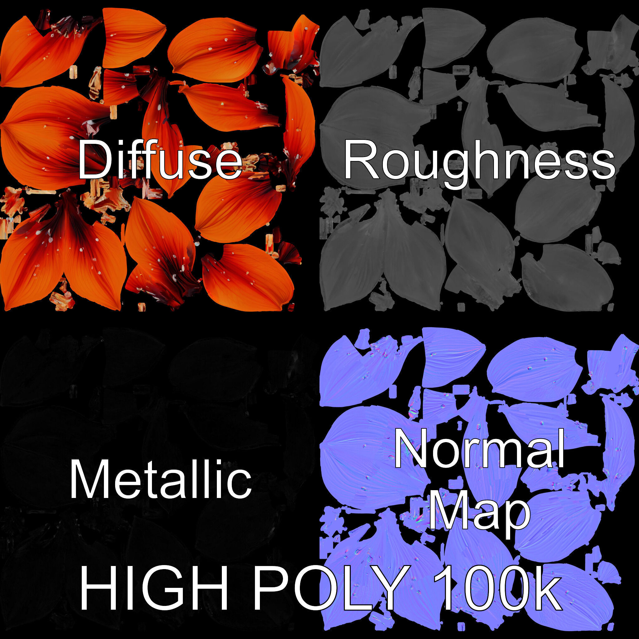 Realistic Orange Lily Flower D Model Pack Low-poly 3D model_2